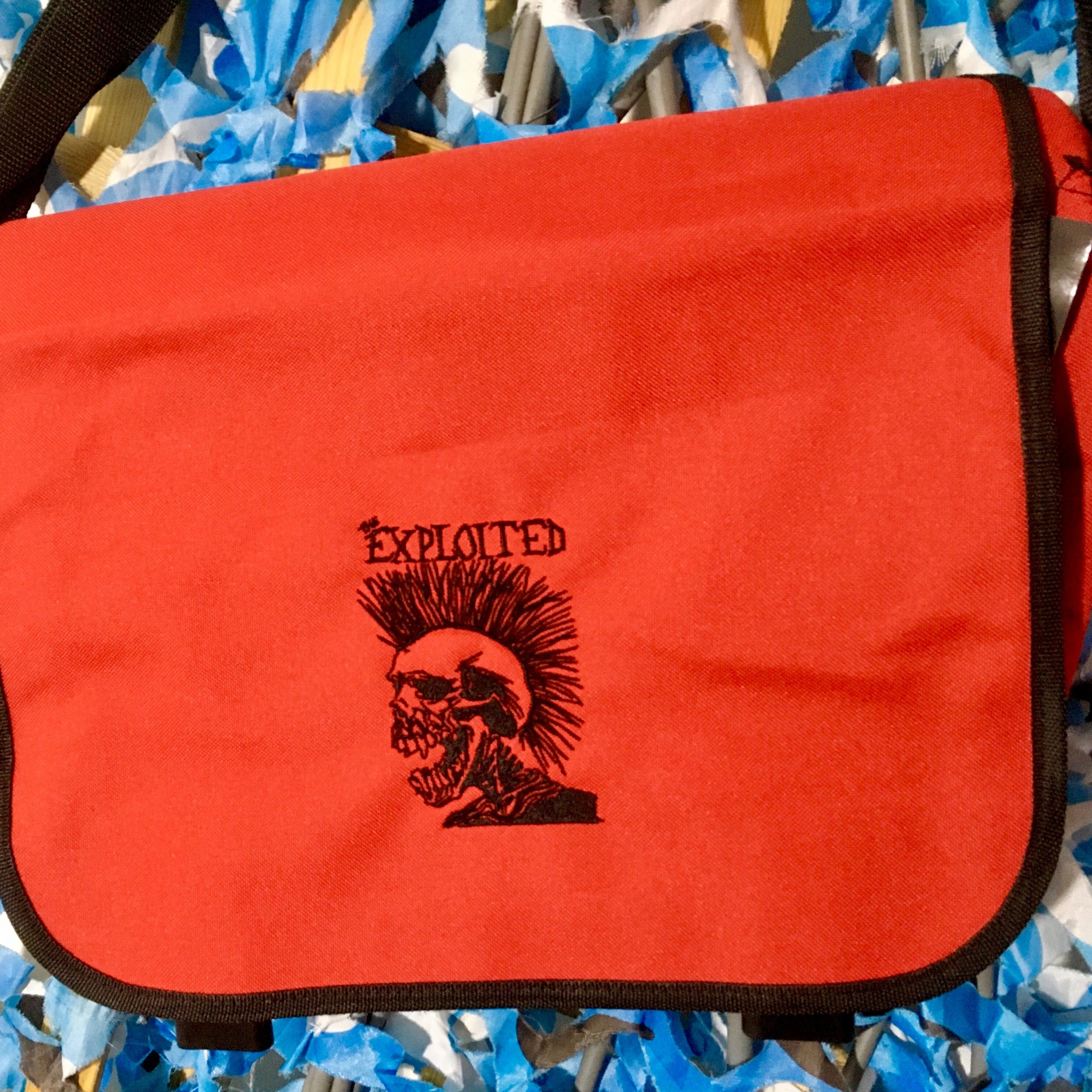 Expl0ited Merch The Exploited - Skull Logo - Red/Black - Canvas Messenger Bag ...