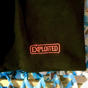 The Exploited - Red Logo - Embroidered Black Shorts