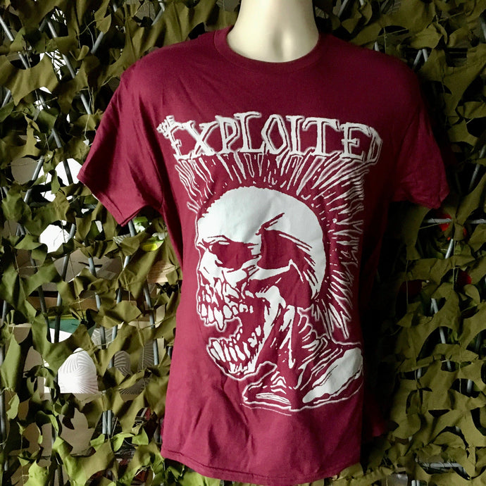 Exploited  - Mens Burgundy Skull Tee