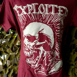 Exploited  - Mens Burgundy Skull Tee