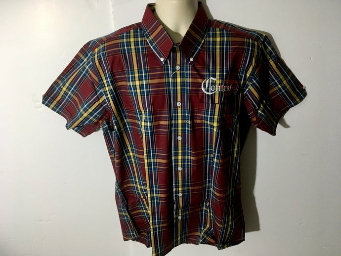 Control - Burgundy Yellow Blue Check  Shirt