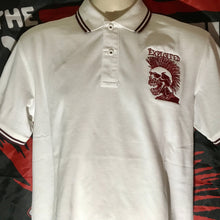 the Exploited - White Polo Shirt with Maroon Trim