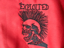 The Exploited - Red Harrington Jacket with Black Skull Logo Embroidery on Front and Back