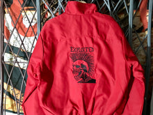 The Exploited - Red Harrington Jacket with Black Skull Logo Embroidery on Front and Back