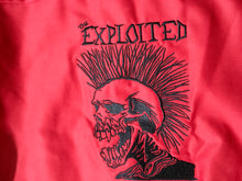 The Exploited - Red Harrington Jacket with Black Skull Logo Embroidery on Front and Back