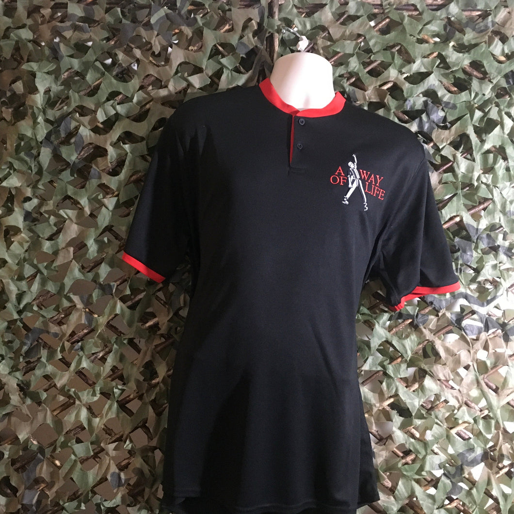 The Last Resort - A Way of Life -  Black Sports Tee with Red Trim