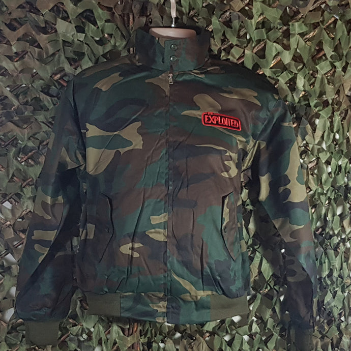 The Exploited - Camouflage Harrington Jacket with Front Embroidery Only