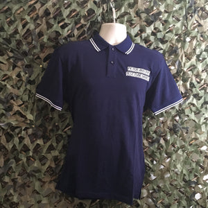 Peter & The Test-Tube Babies - Navy Polo with White Trim
