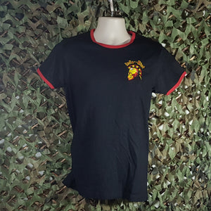 Infa Riot - Ringer Tee with Skull Logo Embroidery