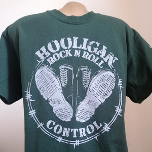 Control - Bottle Green Boots Logo Tee with Sleeve Print