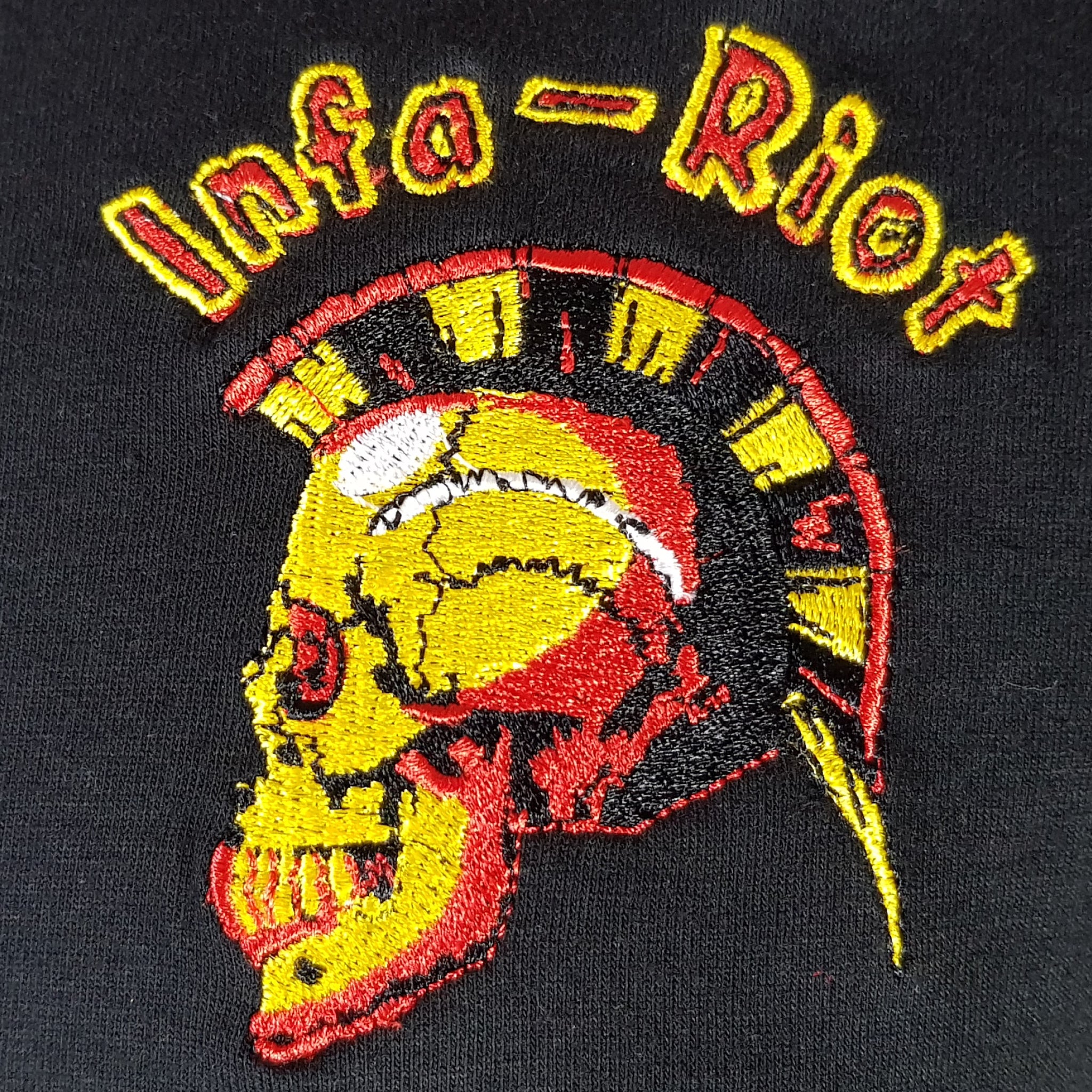 Infa Riot - Ringer Tee with Skull Logo Embroidery