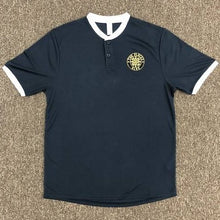 The Placks - Navy Button Tee with White Trim