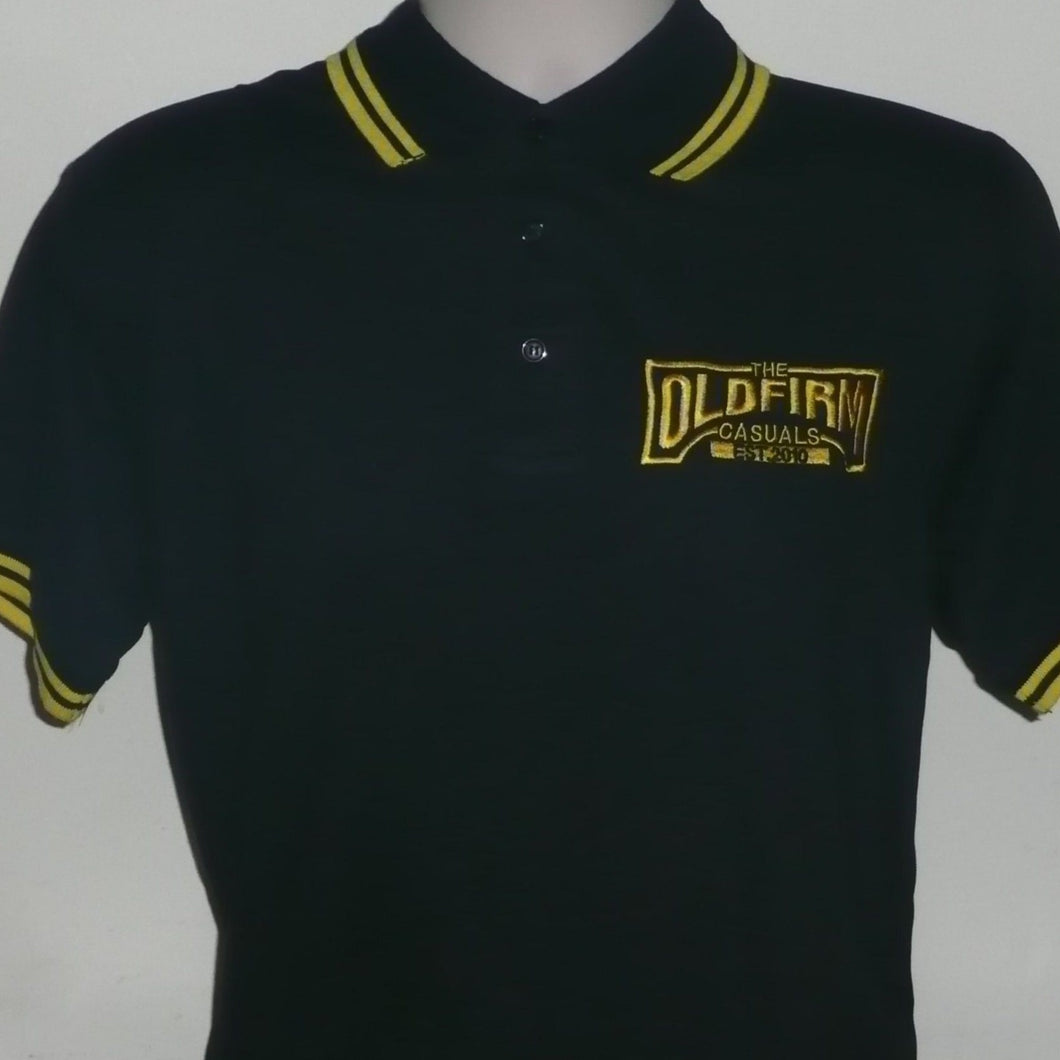 The Old Firm Casuals - Men's Black Polo with Yellow Trim