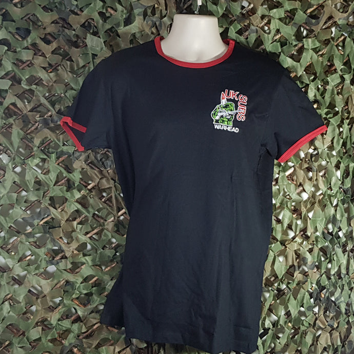 UK Subs - Warhead - Black Ringer Tee with Red Trim